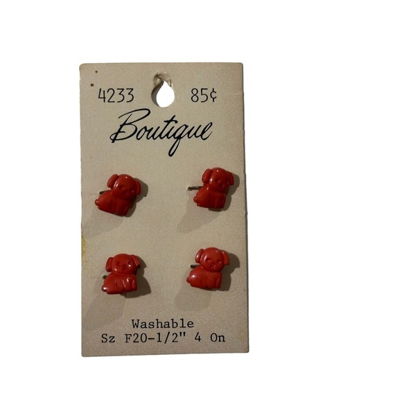 Vintage Lot of 12 Boutique Brand Washable Red Puppy Button Sz F20 1/2” NOS Shank - Picture 2 of 4